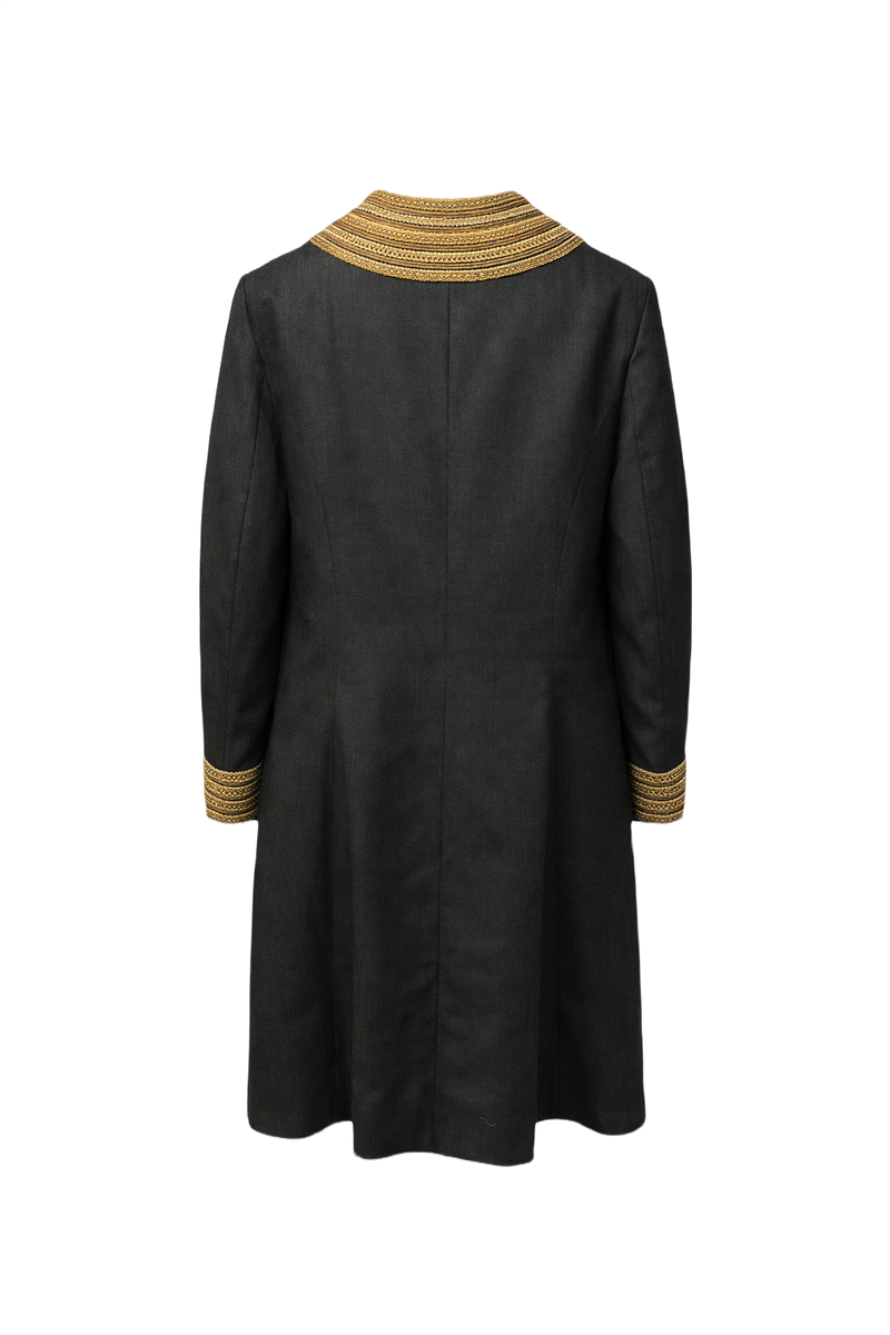 1970s Dark Green Wool Coat - Back View
