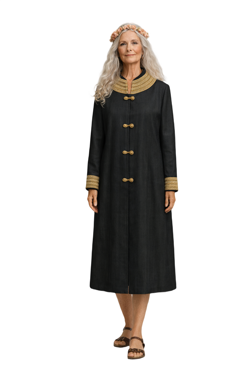 1970s Dark Green Wool Coat - Model