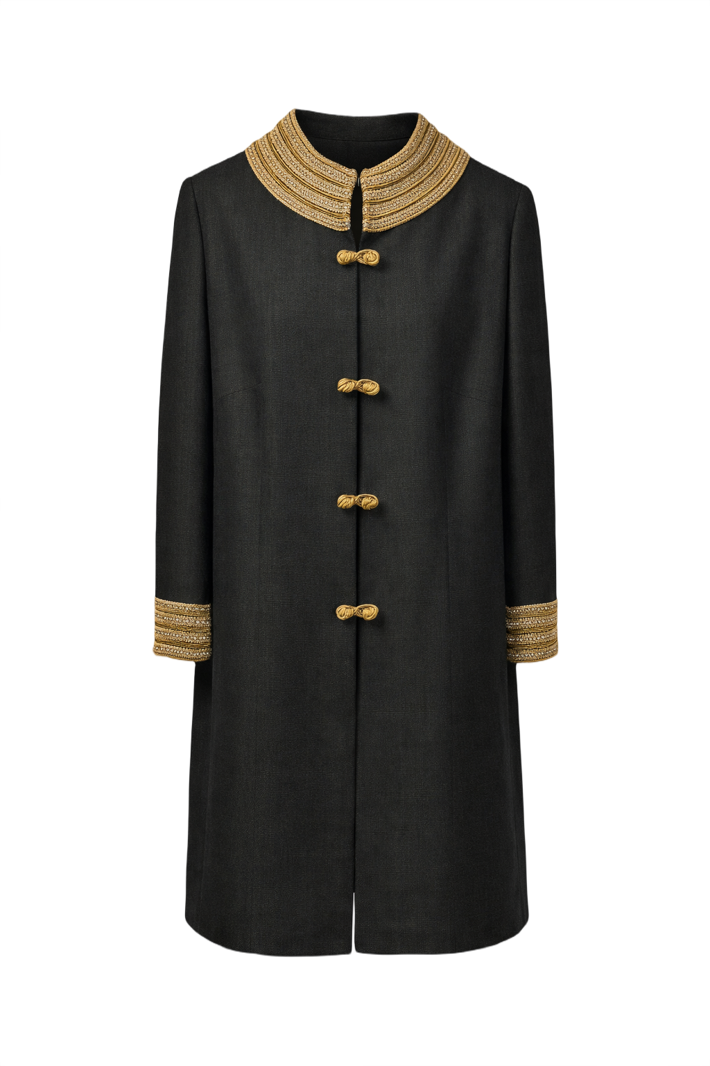 1970s Dark Green Wool Coat - Front View