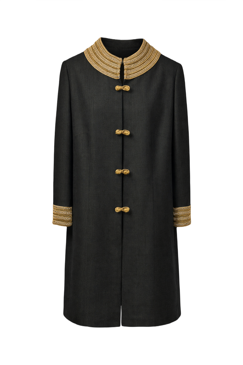 1970s Dark Green Wool Coat - Front View