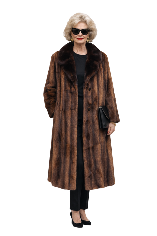 1980s Chocolate Brown Mink Fur Coat - Model