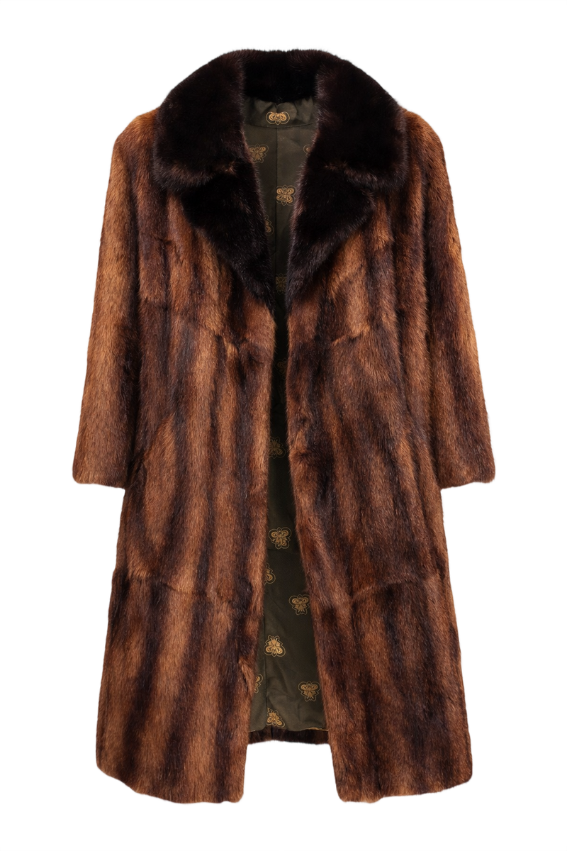 1980s Chocolate Brown Mink Fur Coat - Front View