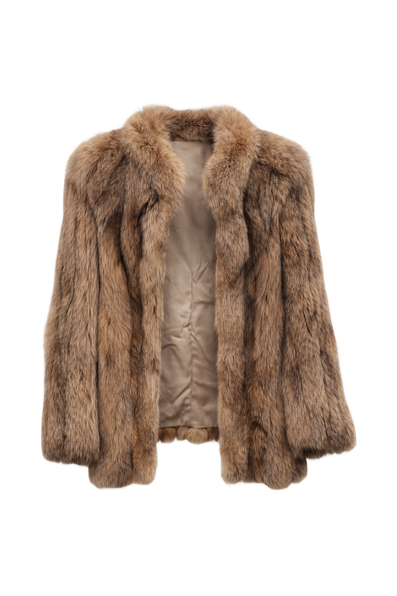 1980s Brown Fur Coat - Front View