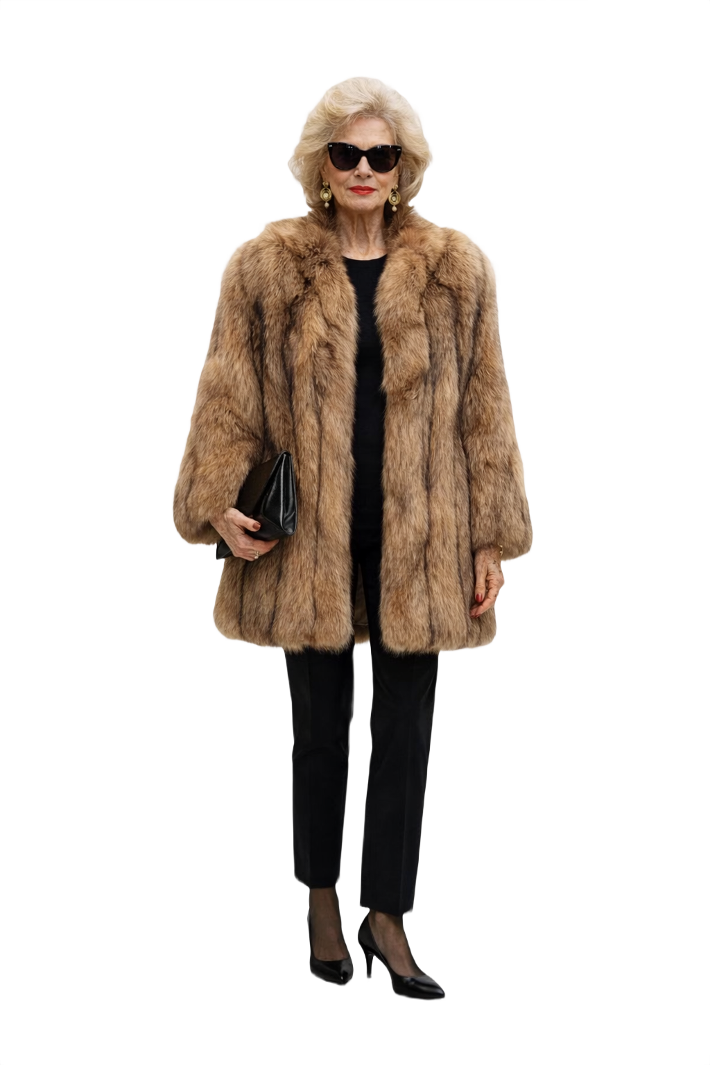 1980s Brown Fur Coat - Model