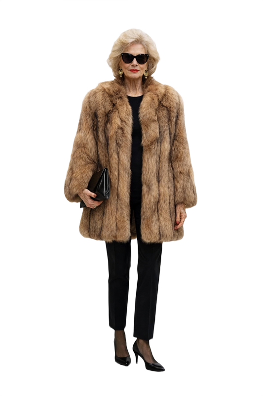1980s Brown Fur Coat - Model