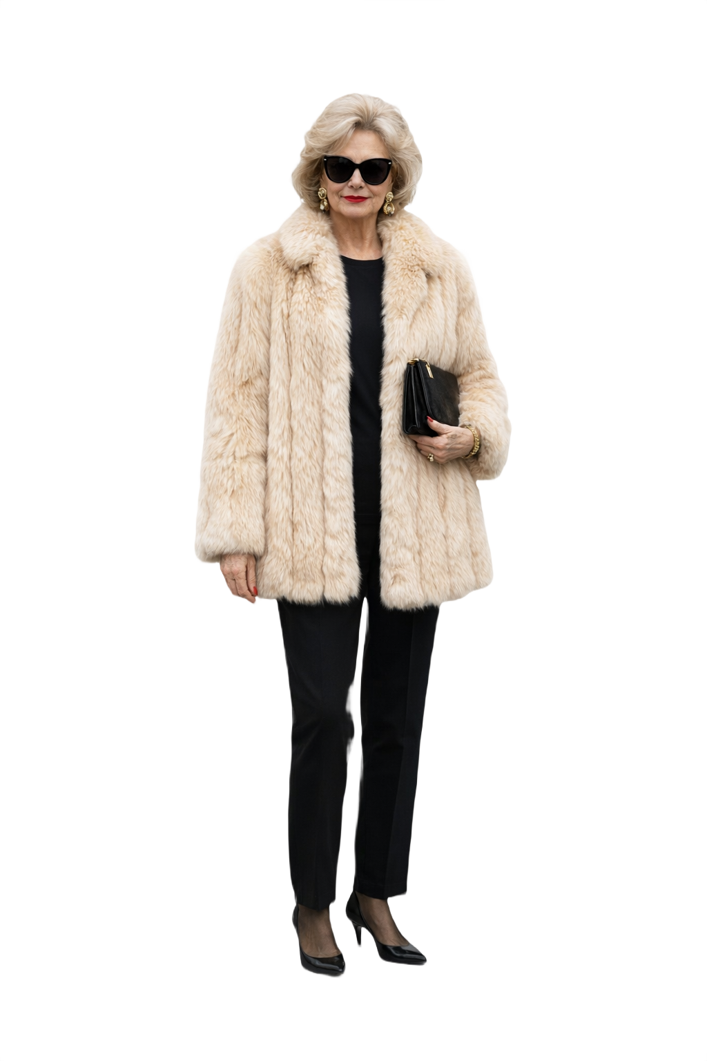 1980s Cream Fur Coat - Model