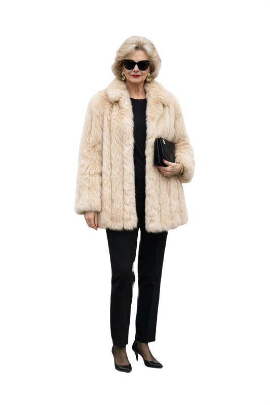 1980s Cream Fur Coat - Model