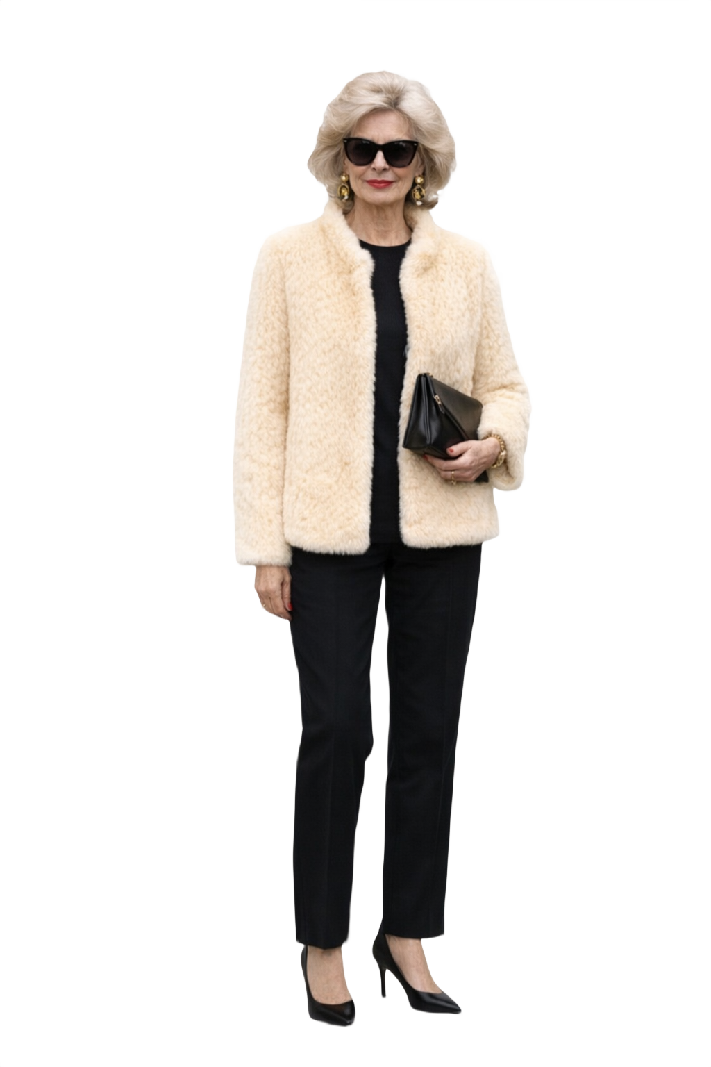 1980s Cream Fur Coat - Model