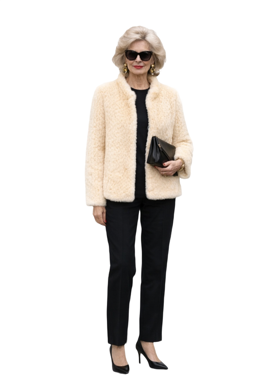 1980s Cream Fur Coat - Model