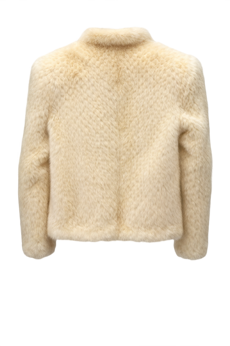 1980s Cream Fur Coat - Back View