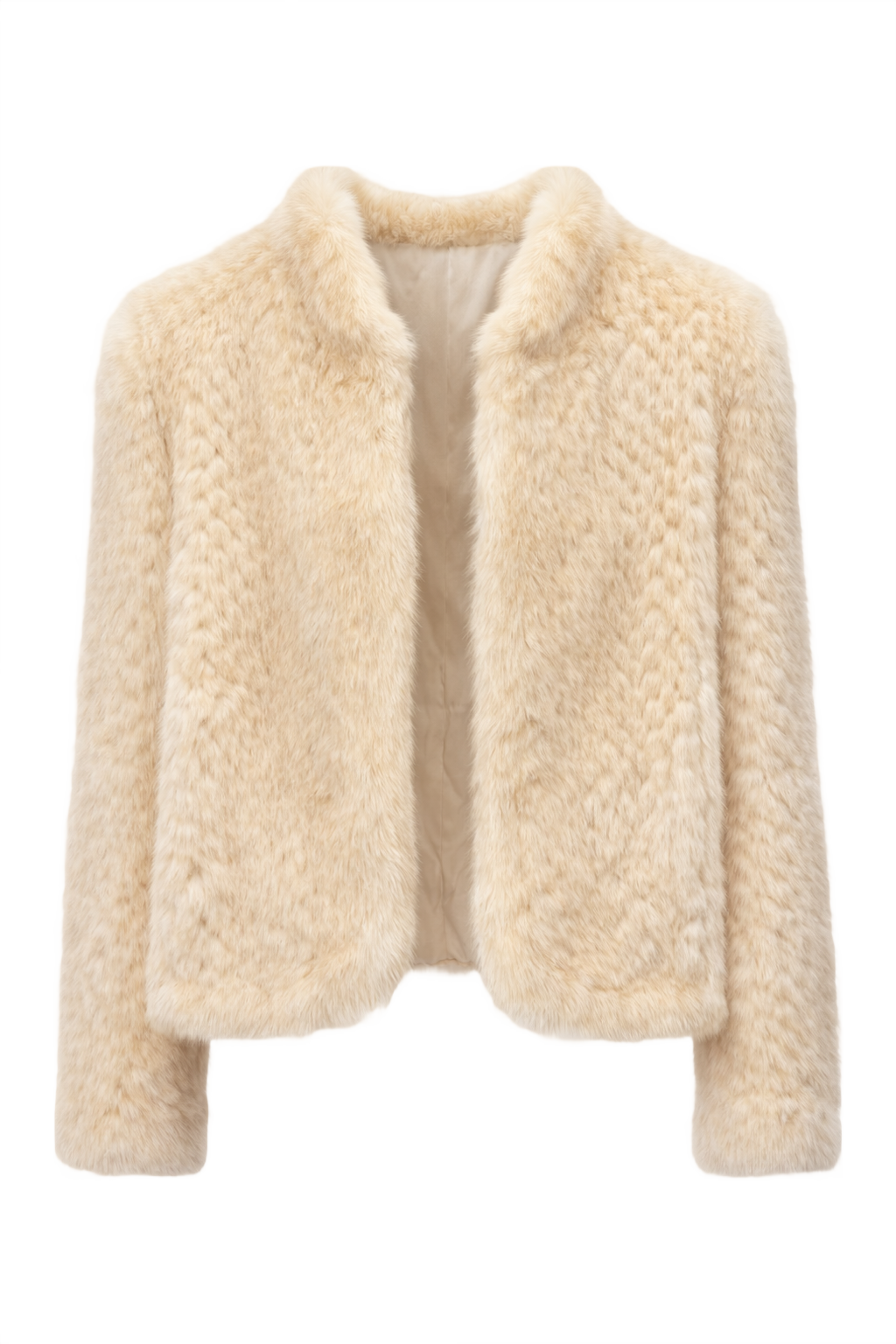 1980s Cream Fur Coat - Front View