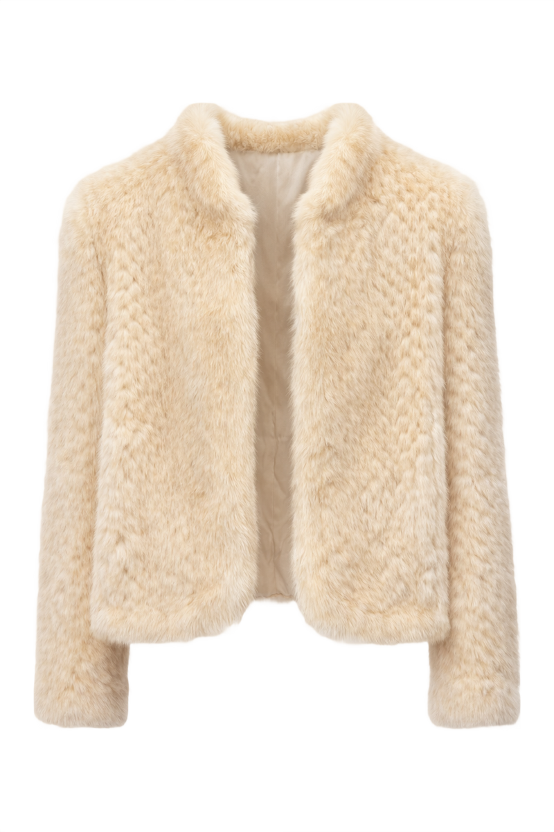 1980s Cream Fur Coat - Front View