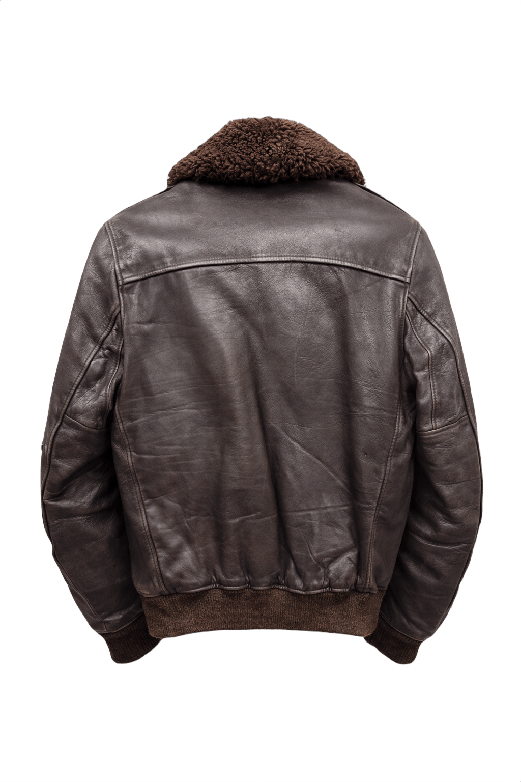 1960s Dark Brown Leather Bomber Jacket - Back View