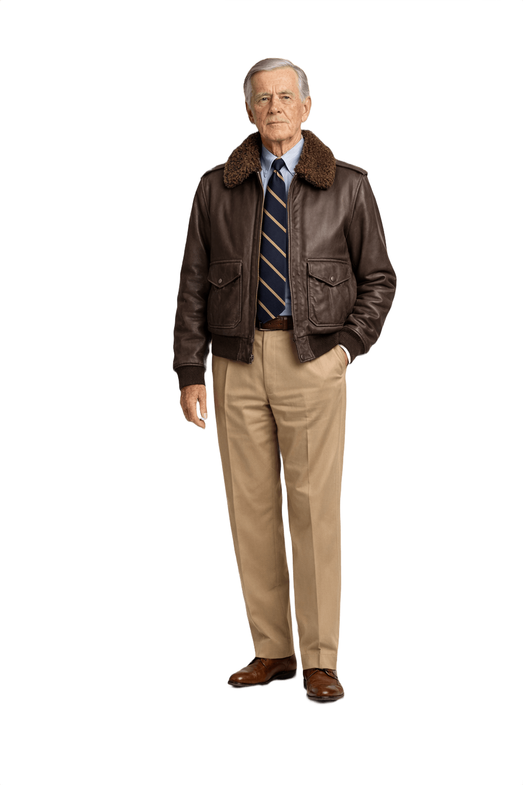 1960s Dark Brown Leather Bomber Jacket - Model
