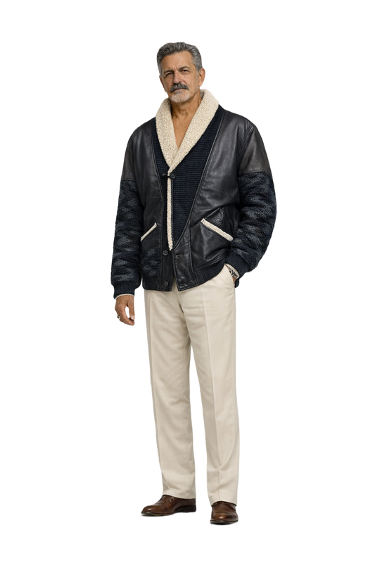 1980s Black Wool Jacket - Model