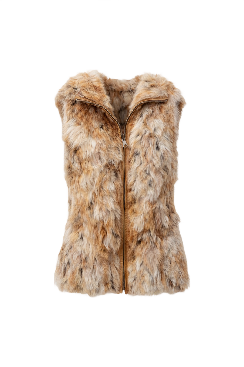 1970s Natural Fur Sleeveless Vest - Front View