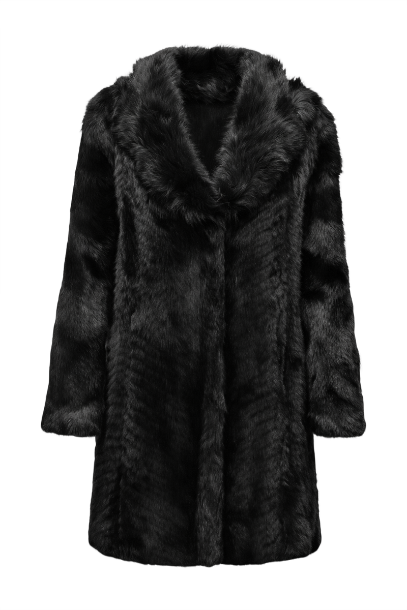 1970s Black Fur Coat - Front View