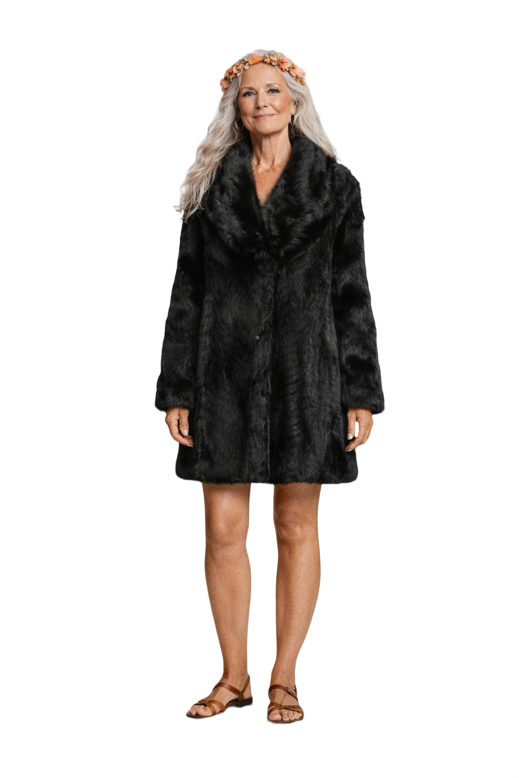 1970s Black Fur Coat - Model
