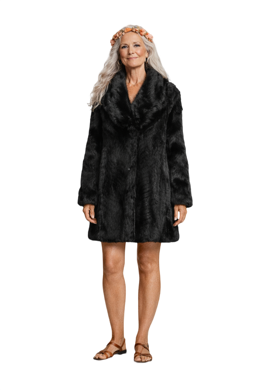 1970s Black Fur Coat - Model
