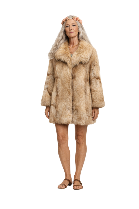 1980s Beige Fur Oversized Fur Coat - Model