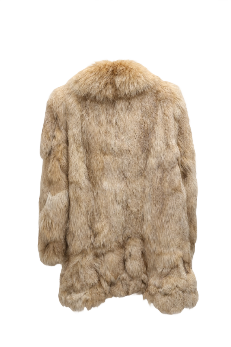 1980s Beige Fur Oversized Fur Coat - Back View