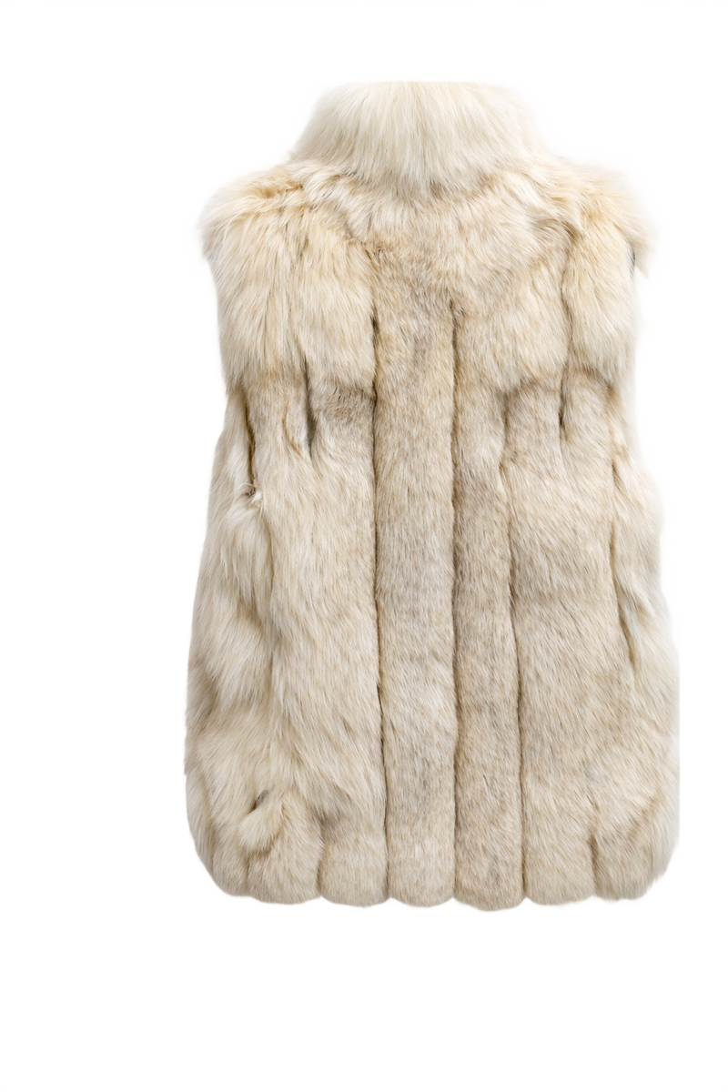 1980s Cream Fur Vest - Back View