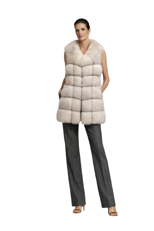 1990s Light Grey Fur Coat - Model