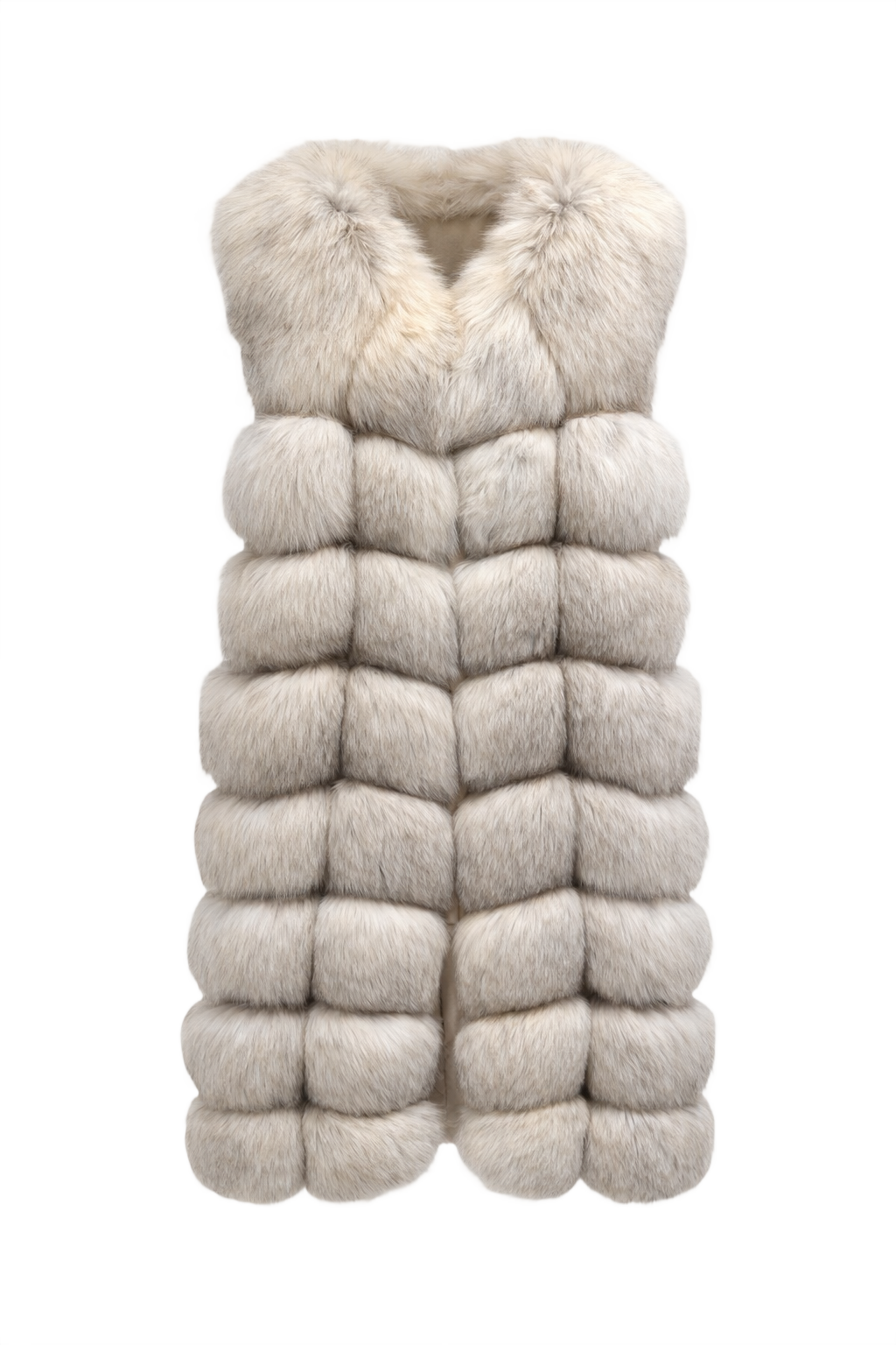 1990s Light Grey Fur Coat - Front View