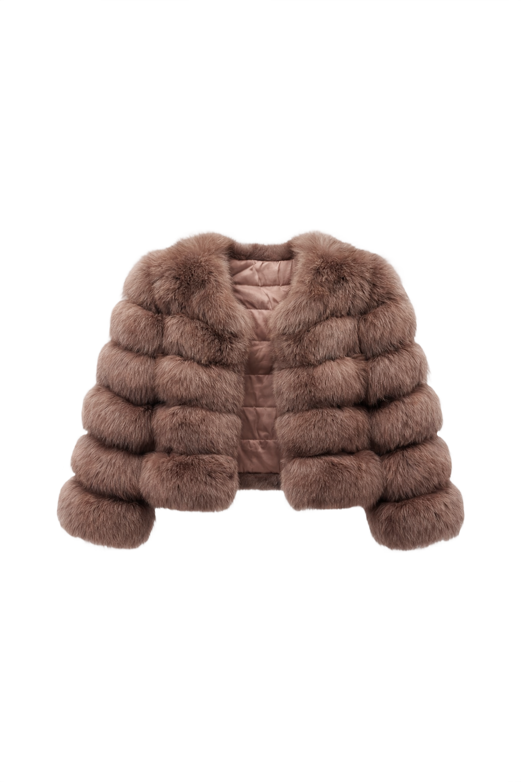 1990s Taupe Brown Fur Coat - Front View