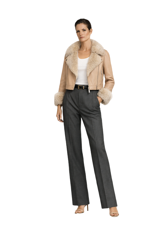 1990s Beige Leather Jacket - Model