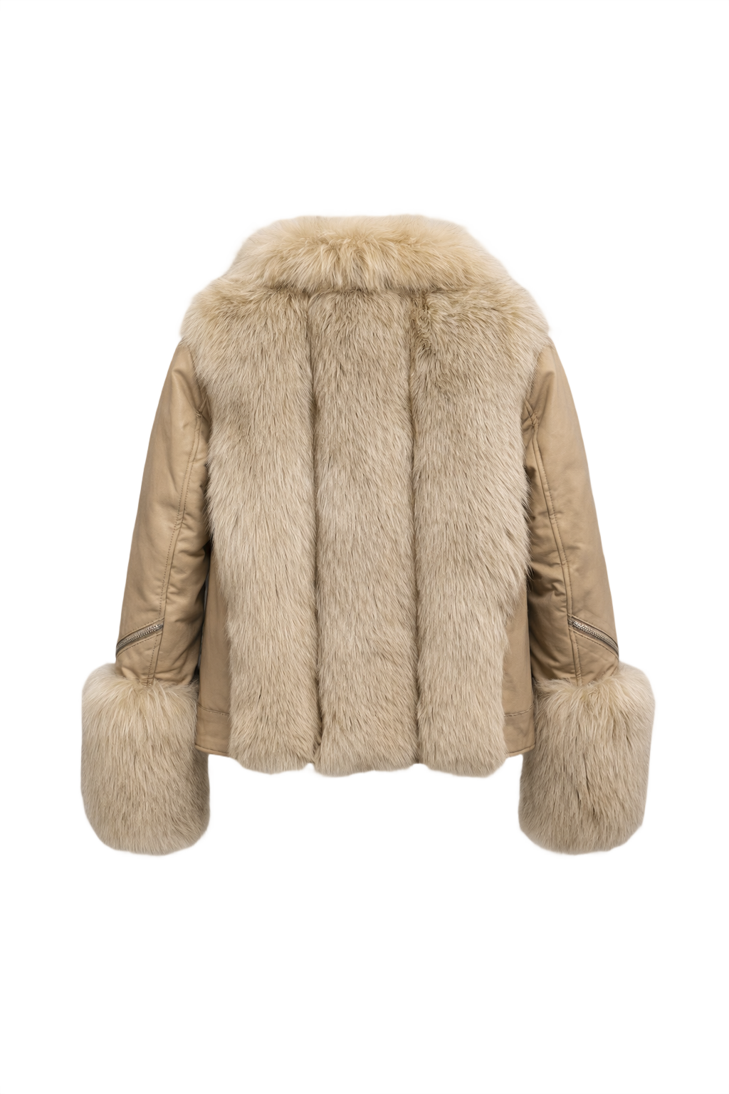 1990s Beige Leather Jacket - Back View