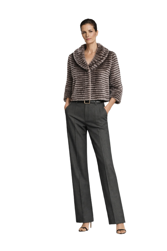 1990s Grey Fur Coat - Model