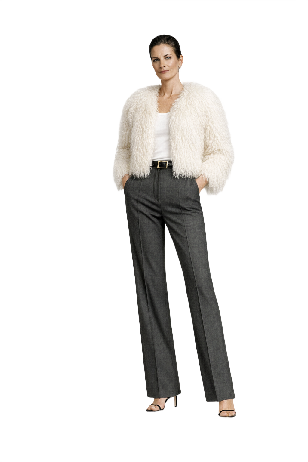 1990s White Fur Coat - Model