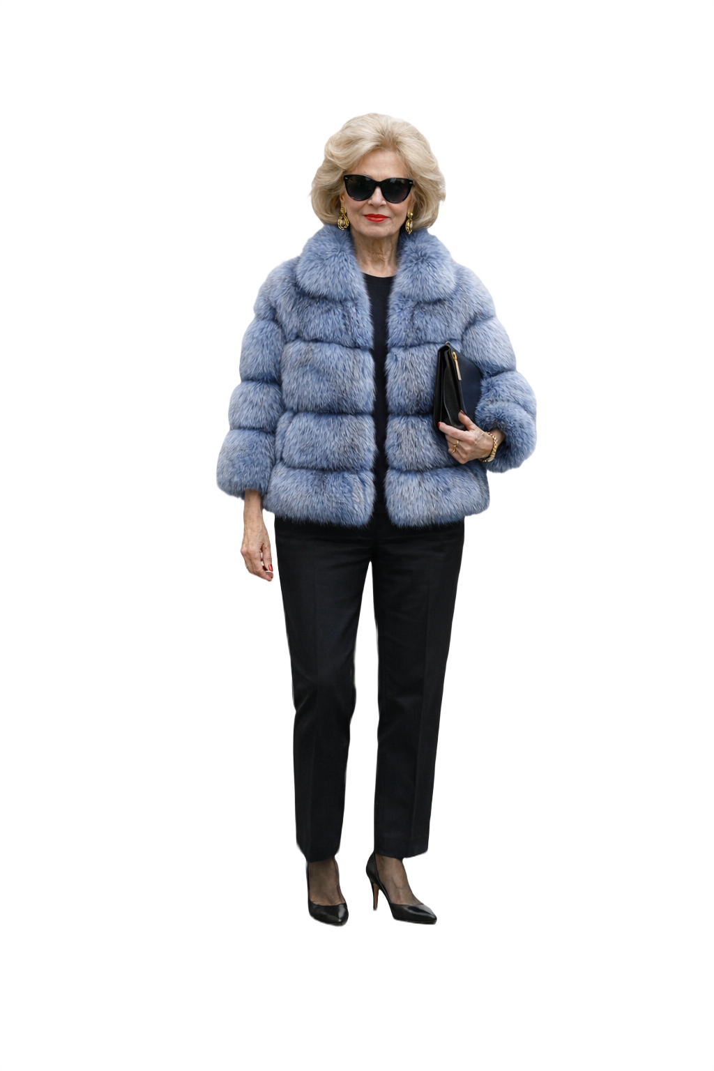 1980s Blue Fur Coat - Model