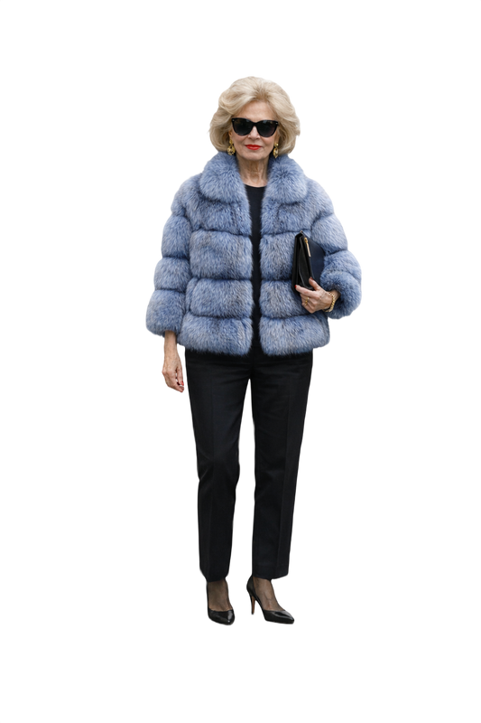 1980s Blue Fur Coat - Model