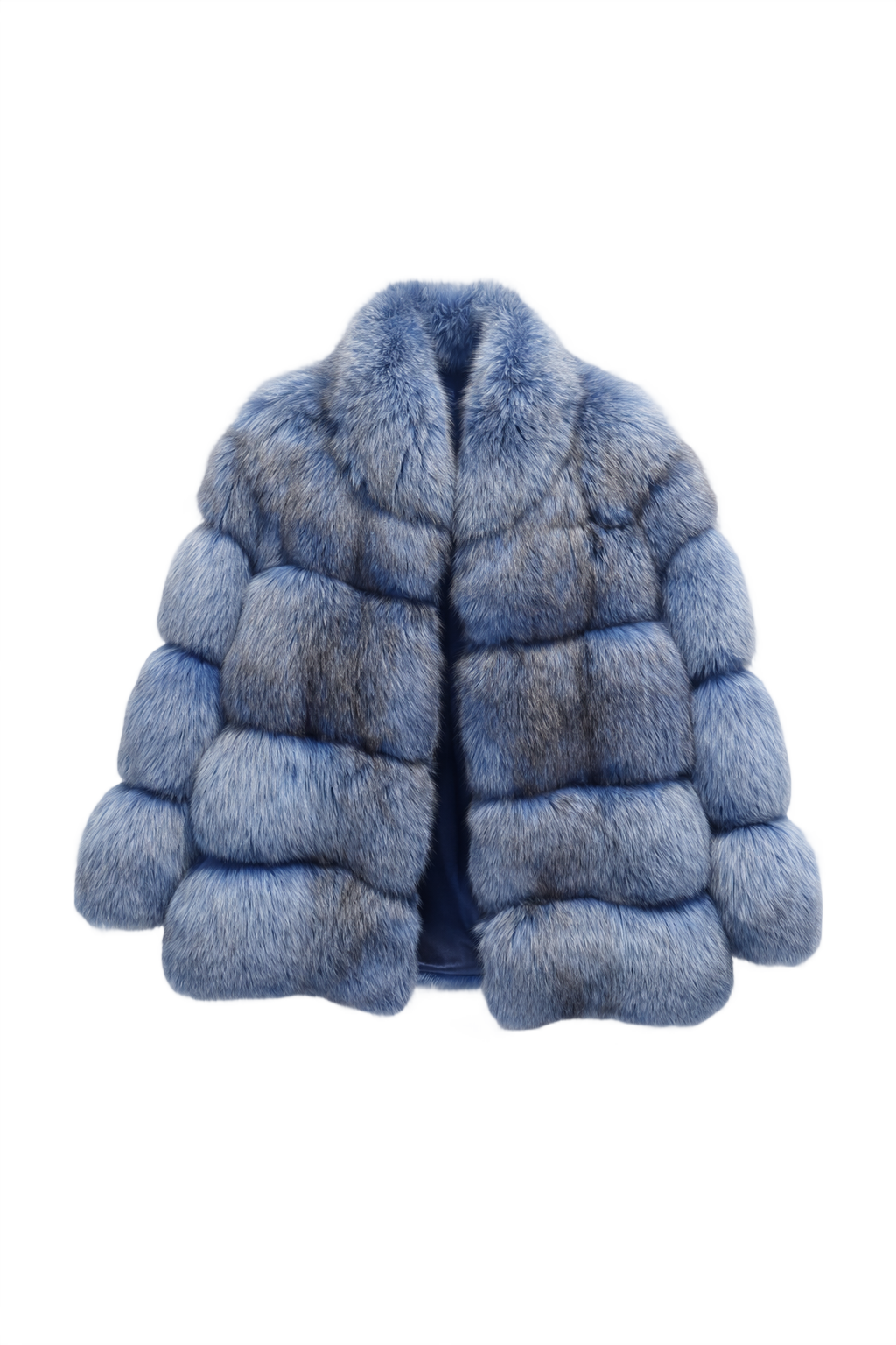 1980s Blue Fur Coat - Front View