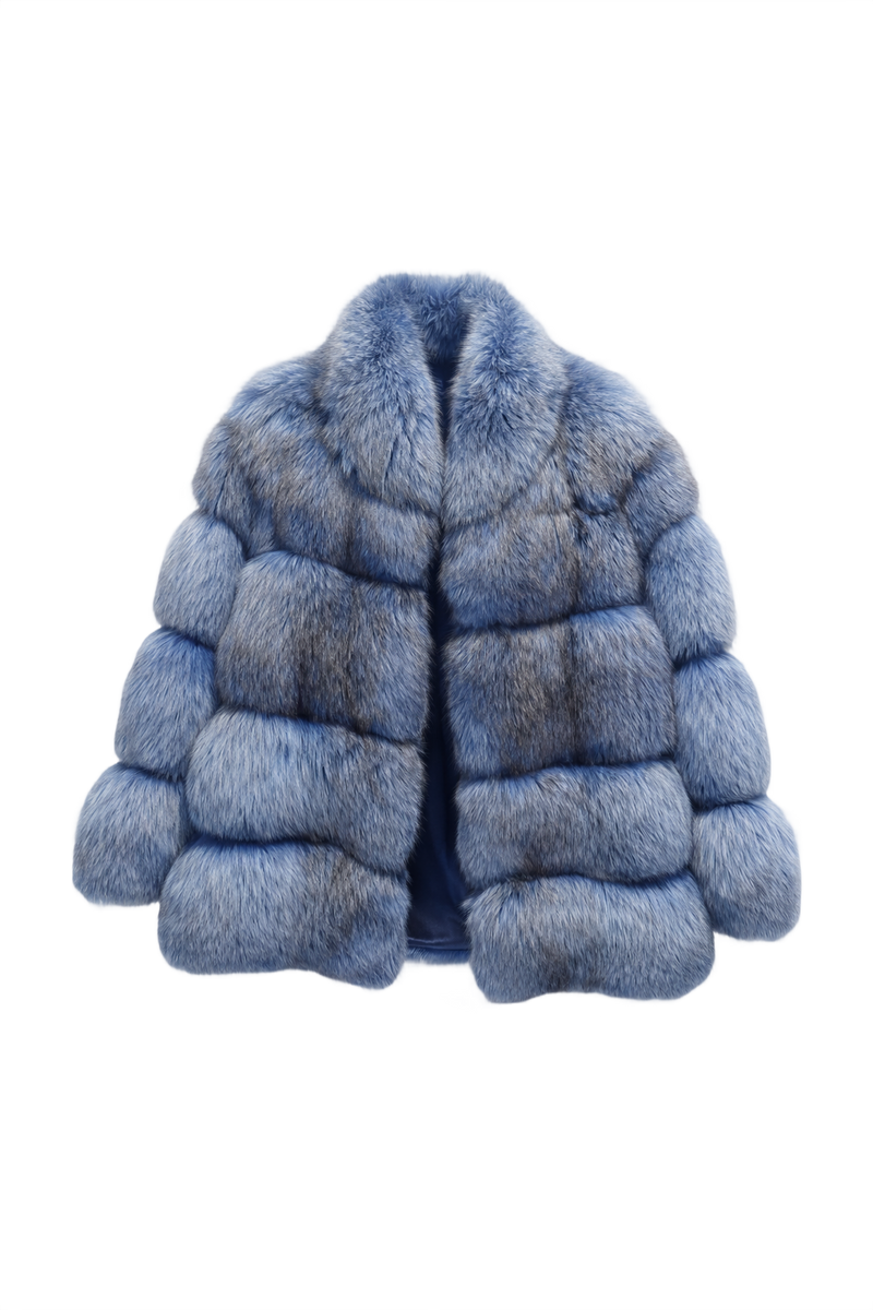 1980s Blue Fur Coat - Front View