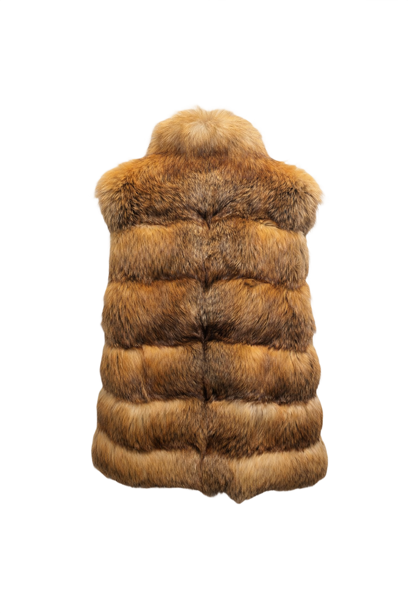 1980s Orange Fur Vest - Back View