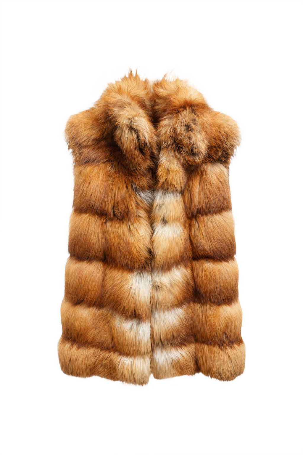 1980s Orange Fur Vest - Front View