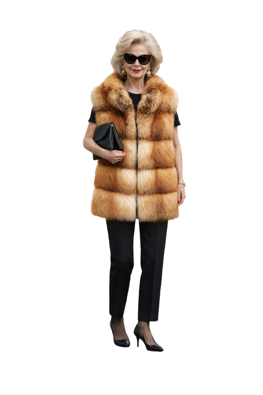 1980s Orange Fur Vest - Model