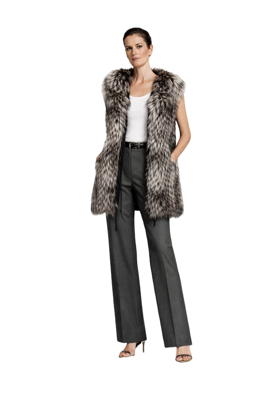 1990s Black Faux Fur Vest - Model