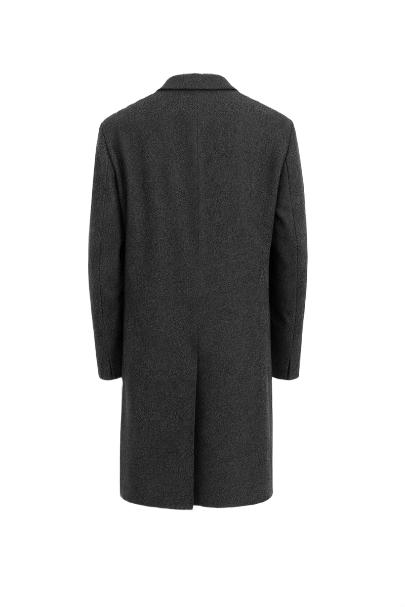 1990s Charcoal Grey Wool Coat - Back View