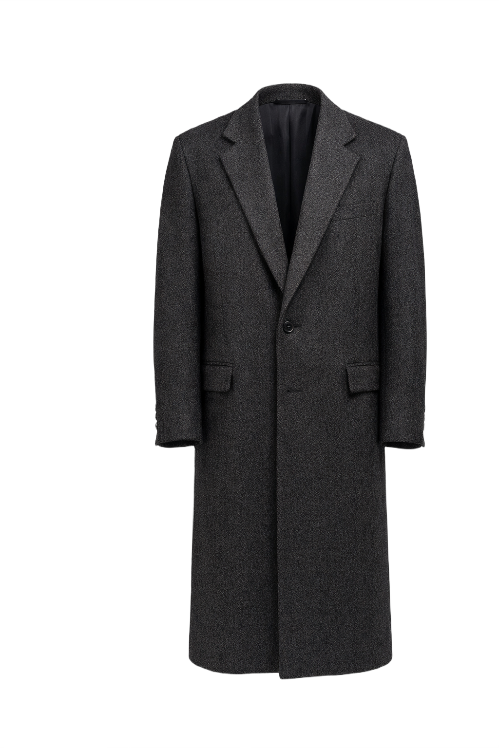 1990s Charcoal Grey Wool Coat - Front View