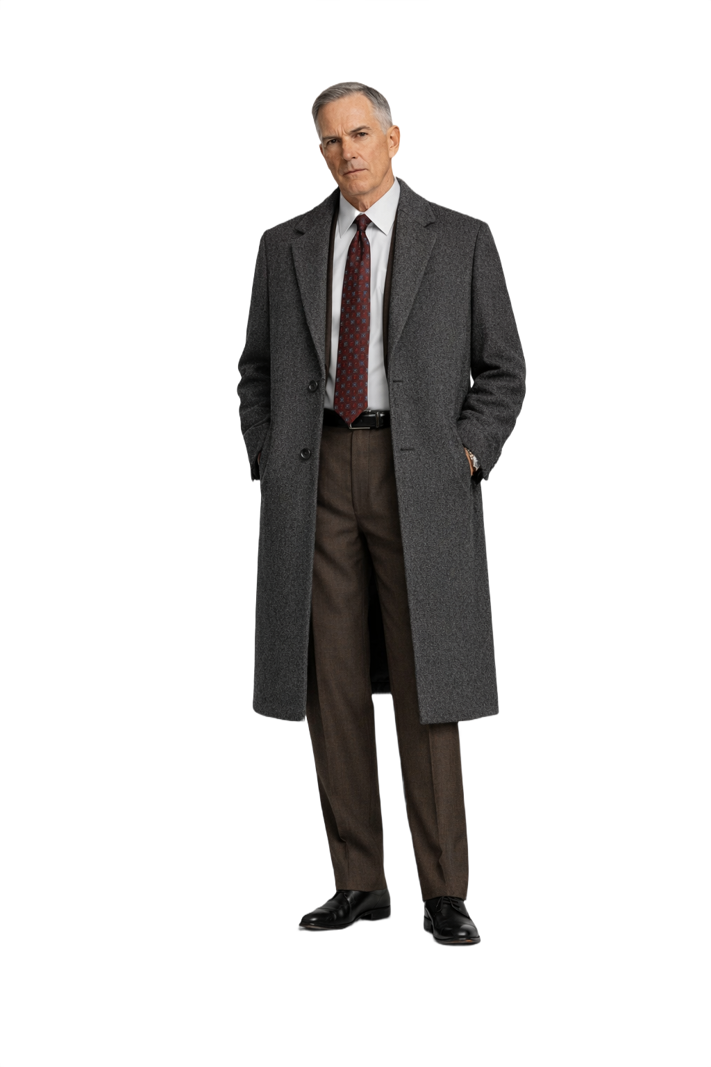 1990s Charcoal Grey Wool Coat - Model
