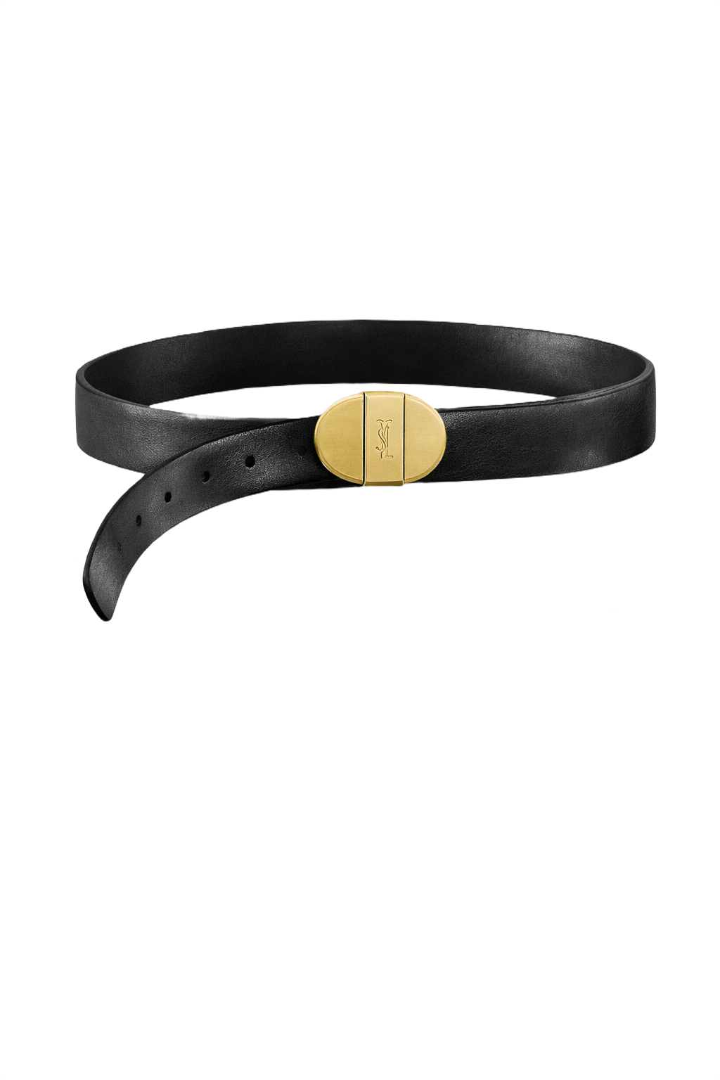 1980s Black Leather Belt - Front View