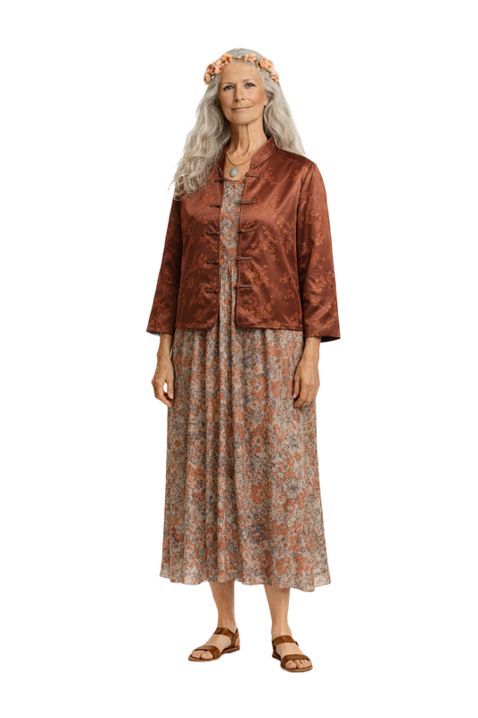 1980s Dusty Rose Silk Jacket - Model