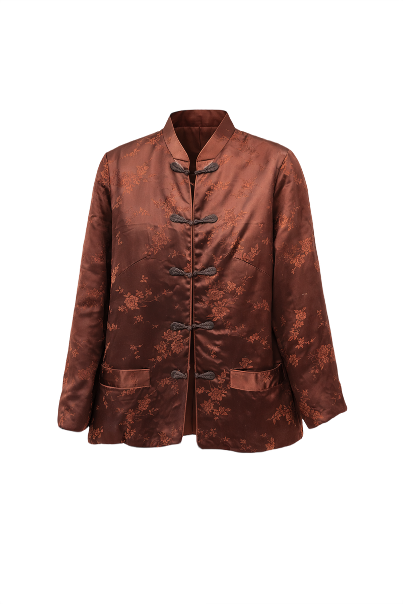 1980s Dusty Rose Silk Jacket - Front View