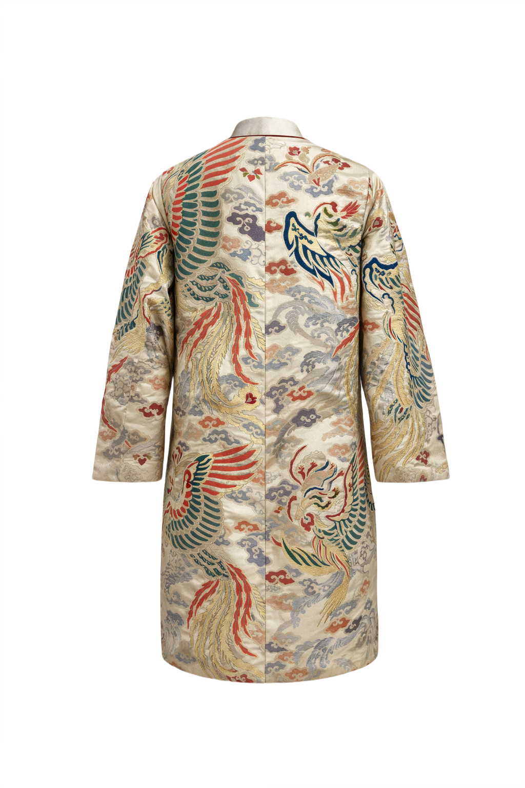 1970s Cream Silk Coat - Back View