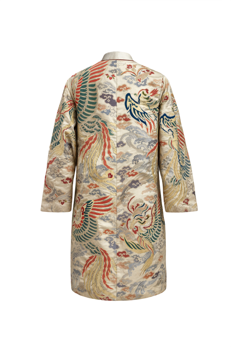 1970s Cream Silk Coat - Back View