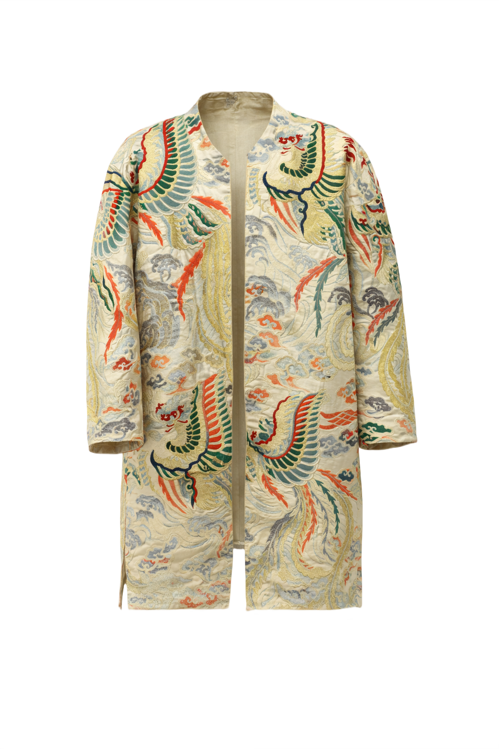 1970s Cream Silk Coat - Front View